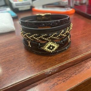 Black leather bracelet